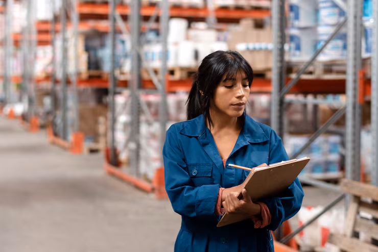 woman worker taking notes