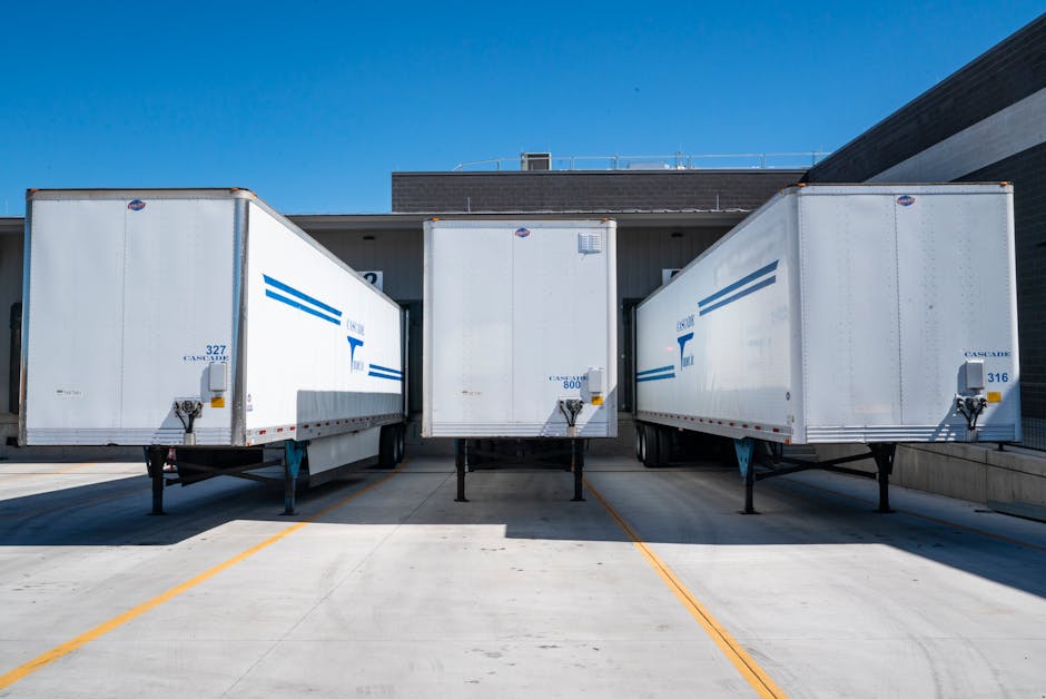 Warehouse three trucking containers