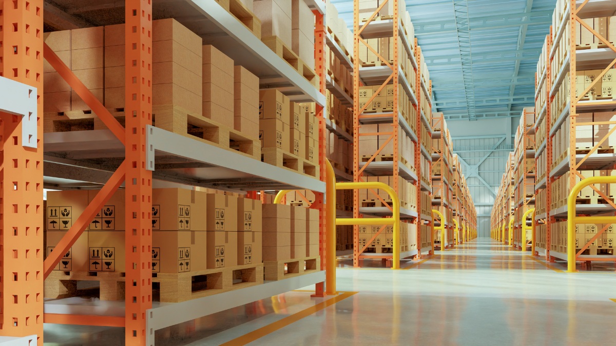 modern warehouse aisle